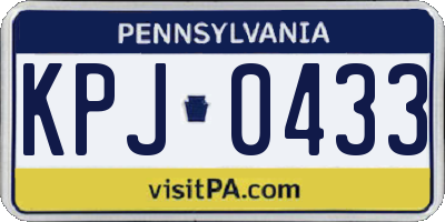 PA license plate KPJ0433