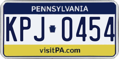 PA license plate KPJ0454
