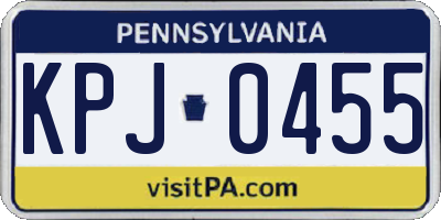PA license plate KPJ0455