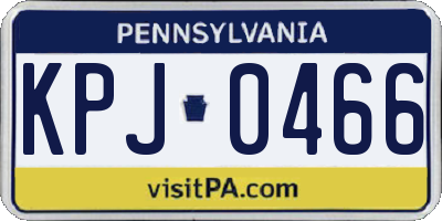 PA license plate KPJ0466