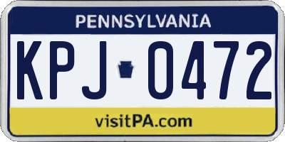 PA license plate KPJ0472