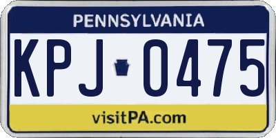 PA license plate KPJ0475