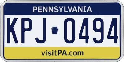 PA license plate KPJ0494