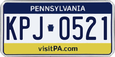 PA license plate KPJ0521