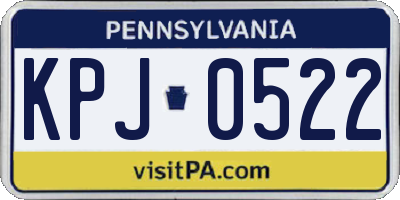 PA license plate KPJ0522