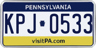 PA license plate KPJ0533