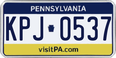 PA license plate KPJ0537