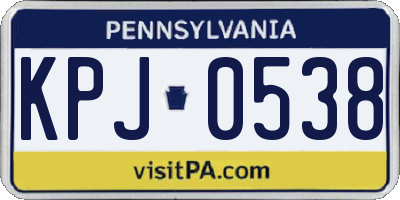 PA license plate KPJ0538