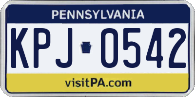 PA license plate KPJ0542