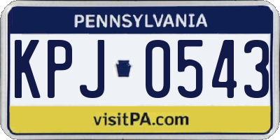 PA license plate KPJ0543