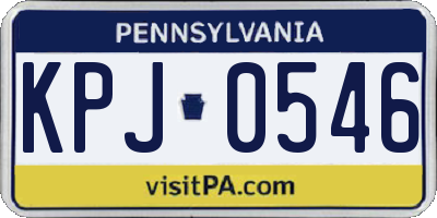PA license plate KPJ0546
