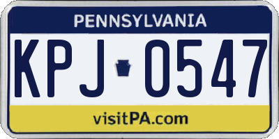 PA license plate KPJ0547