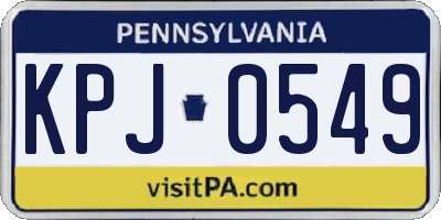 PA license plate KPJ0549