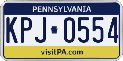 PA license plate KPJ0554