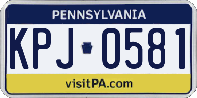 PA license plate KPJ0581