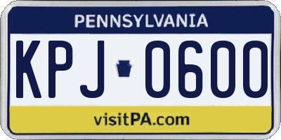 PA license plate KPJ0600