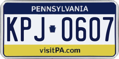 PA license plate KPJ0607