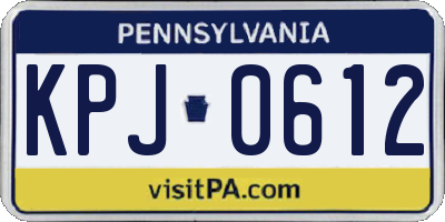 PA license plate KPJ0612
