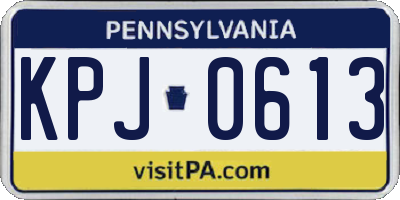 PA license plate KPJ0613