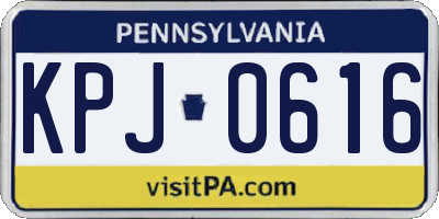 PA license plate KPJ0616