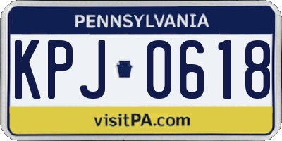 PA license plate KPJ0618