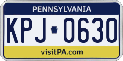 PA license plate KPJ0630