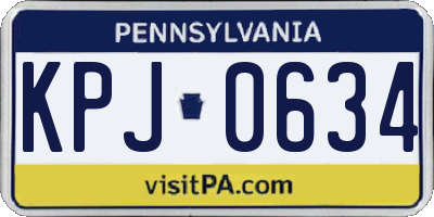 PA license plate KPJ0634