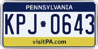 PA license plate KPJ0643