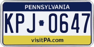 PA license plate KPJ0647