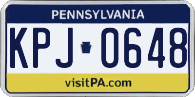 PA license plate KPJ0648