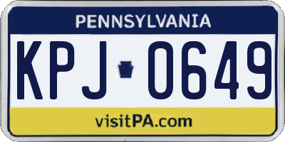 PA license plate KPJ0649