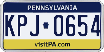 PA license plate KPJ0654