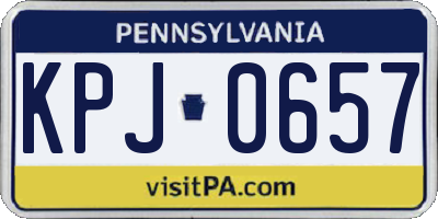 PA license plate KPJ0657