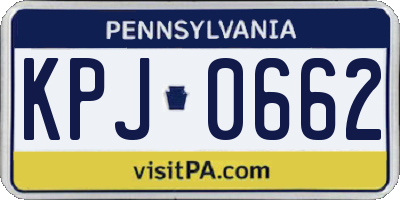 PA license plate KPJ0662