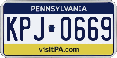 PA license plate KPJ0669