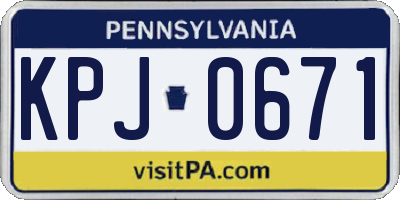 PA license plate KPJ0671