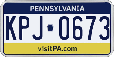 PA license plate KPJ0673
