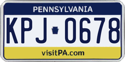PA license plate KPJ0678