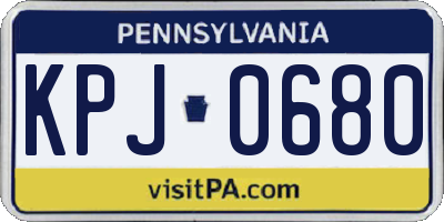 PA license plate KPJ0680