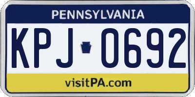 PA license plate KPJ0692