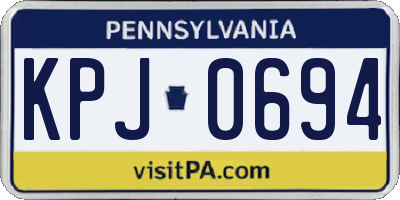 PA license plate KPJ0694