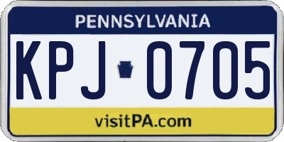 PA license plate KPJ0705