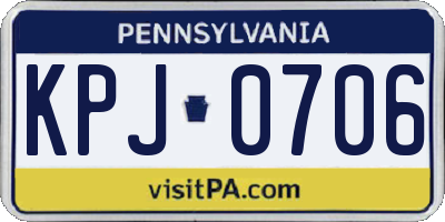 PA license plate KPJ0706