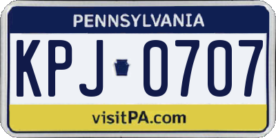 PA license plate KPJ0707