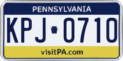PA license plate KPJ0710