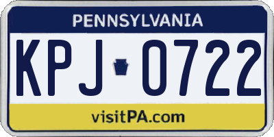 PA license plate KPJ0722