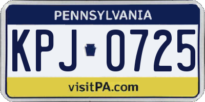 PA license plate KPJ0725