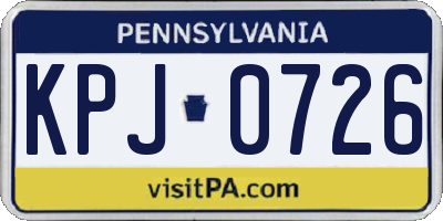 PA license plate KPJ0726