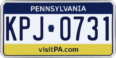 PA license plate KPJ0731