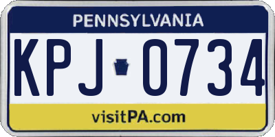 PA license plate KPJ0734